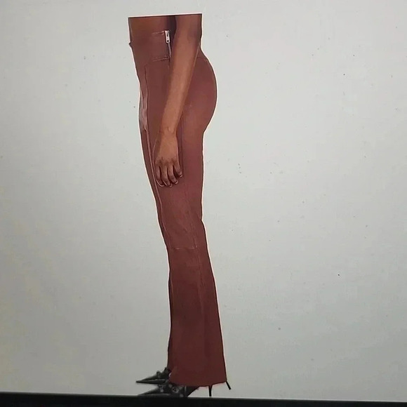 HELMUT LANG HIGH-WAIST LEATHER PANTS SIZE 00 - Picture 3 of 4